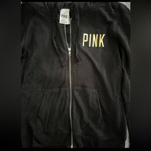 PINK Victoria's Secret Black Hoodie with Gold Accents